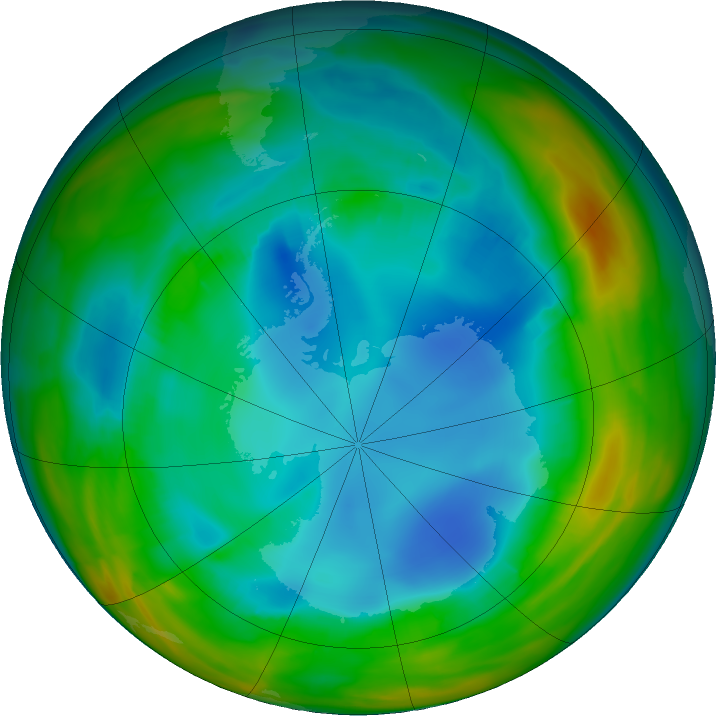 Antarctic ozone map for 28 July 2017